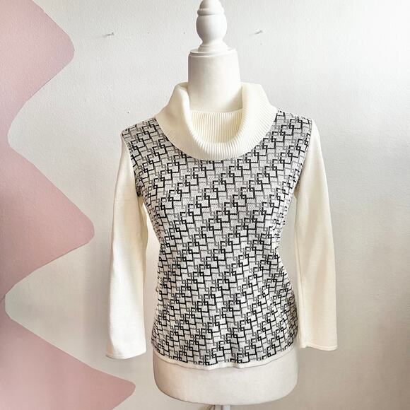 Vintage Geometric Sweater Top Y2K 2000s 90s Abstract Knit Retro Small - Picture 1 of 7